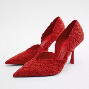 ZARA HIGH HEELED FABRIC SHOES